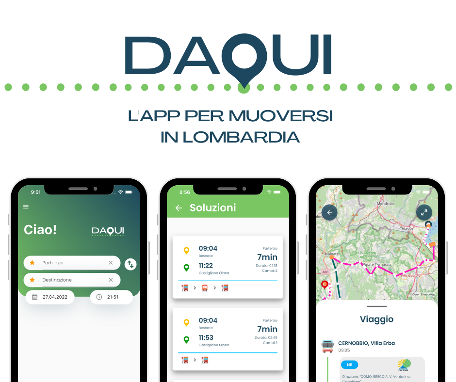 DaQui: La Nuova App Per Muoversi In Lombardia Con I Mezzi Sviluppata Da ...